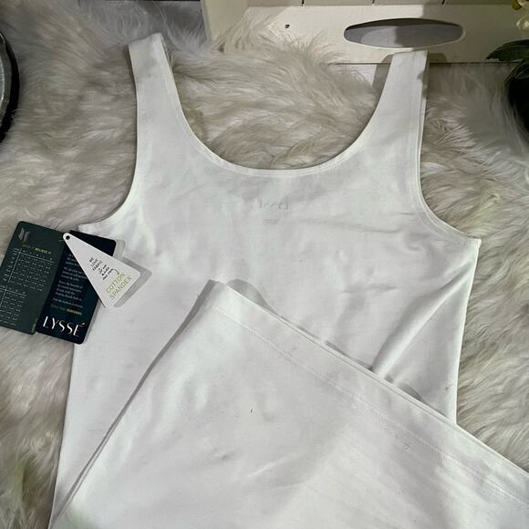 NEW Lysse Spandex Longline Scoop Neck Wide Strap Shape Wear Tank Top White S NWT - Picture 8 of 16